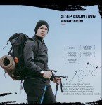 NORTH EDGE Men's & Women's Tactical Sports Watch - Carbon Fiber, Waterproof 164FT, Pedometer, Compass, Metronome, EL Backlight (Black)