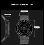 NORTH EDGE Men's & Women's Tactical Sports Watch - Carbon Fiber, Waterproof 164FT, Pedometer, Compass, Metronome, EL Backlight (Black)
