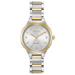 Citizen Women's Eco-Drive Dress Classic Diamond Watch in Two-tone Stainless Steel, Silver Dial (Model: FE2104-50A)