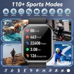 Jacoosa Smart Watch, 1.85" HD Smartwatches for Men Women, 100 Days Standby Time, 110+ Sport Modes with Fitness Tracker Watch, IP68 Waterproof, Heart Rate/Sleep Monitor, Fitness Watch for Android/iOS