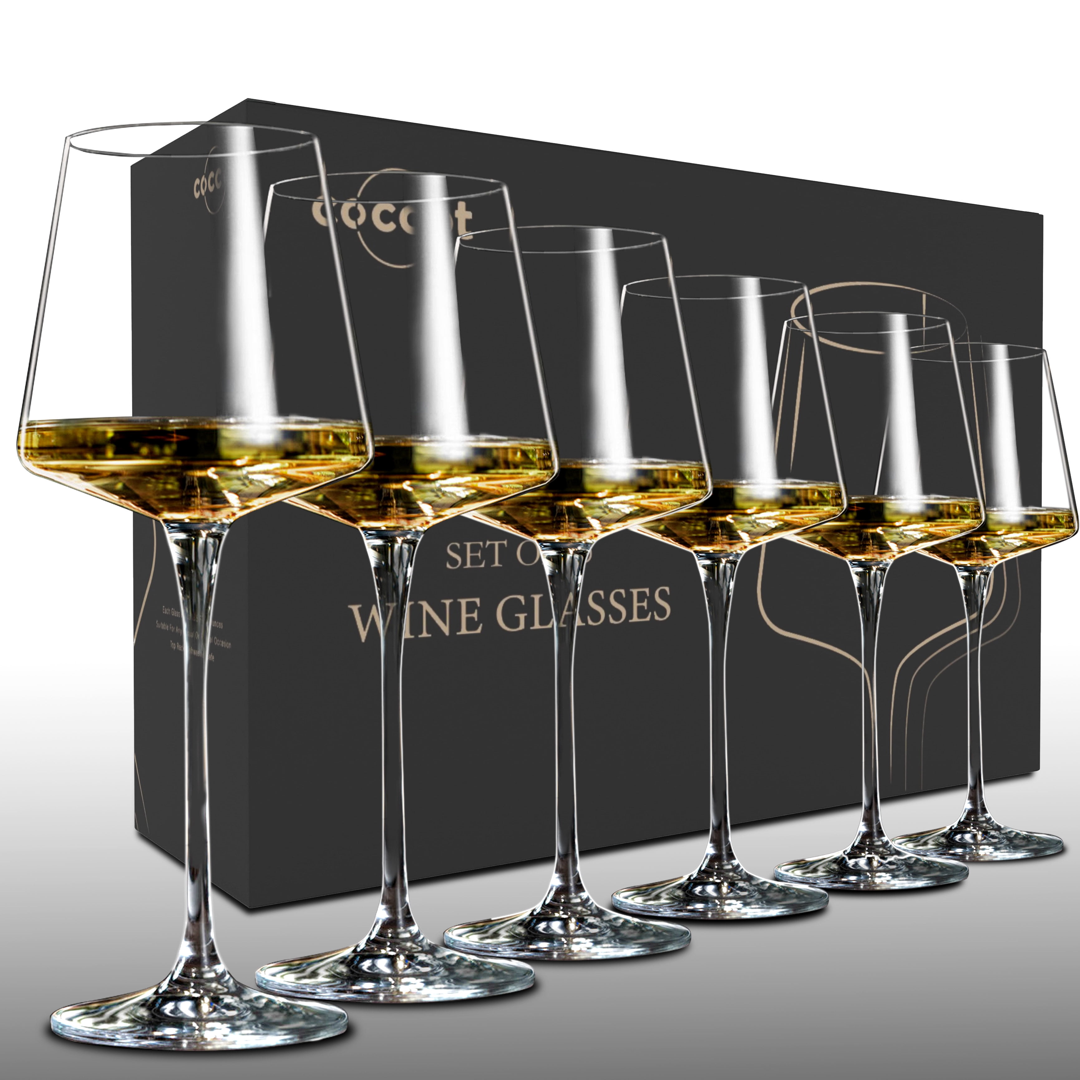 Crystal Clear Long Stem Red Wine Glasses - 6 Pack