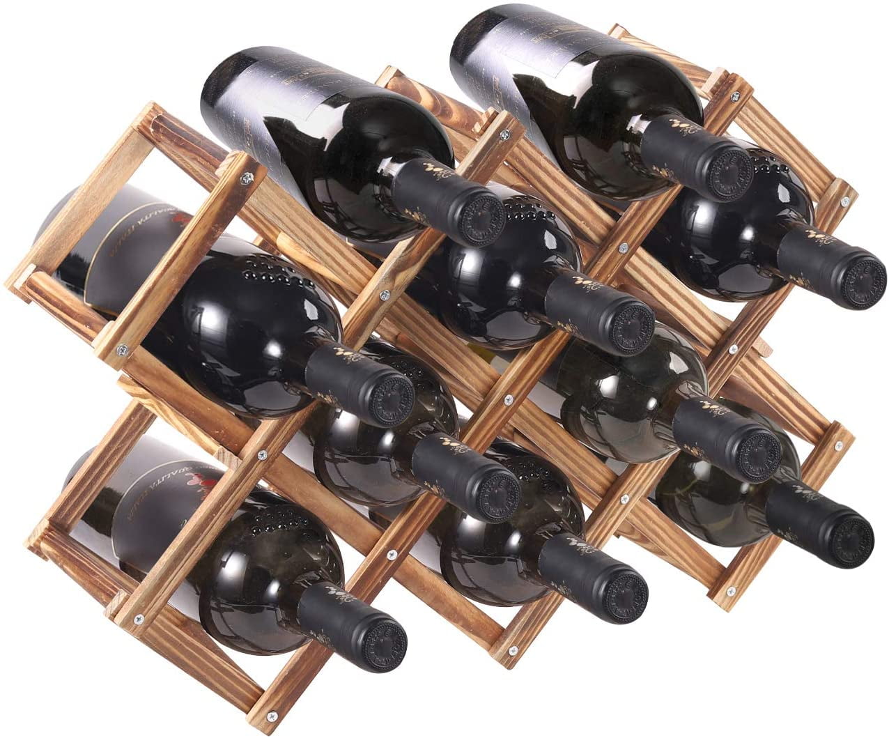 Wooden Wine Rack, Countertop Storage for 10 Bottles