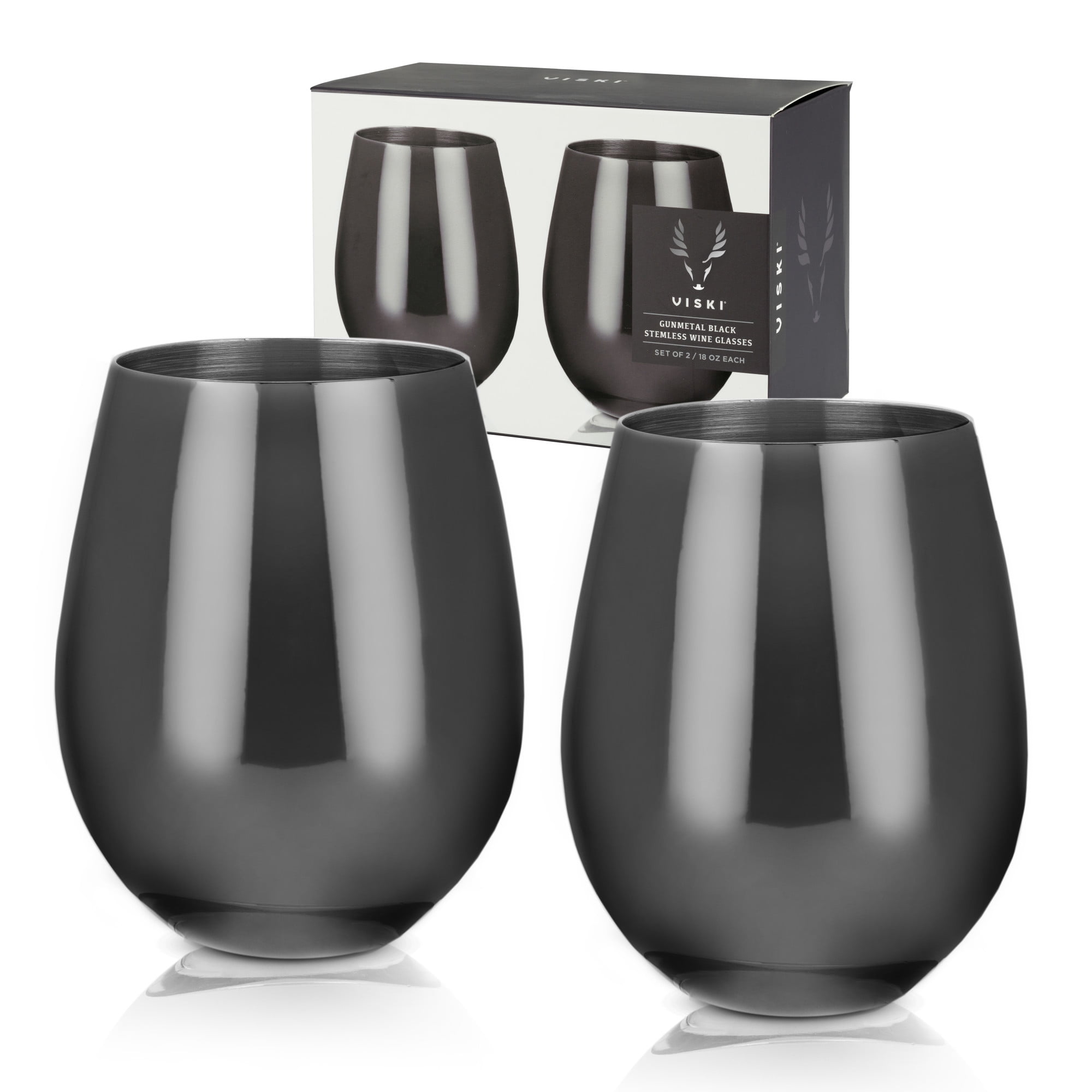 18 oz Gunmetal Stainless Steel Wine Glasses