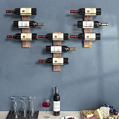 Rustic Wood Wine Rack for 9 Bottles