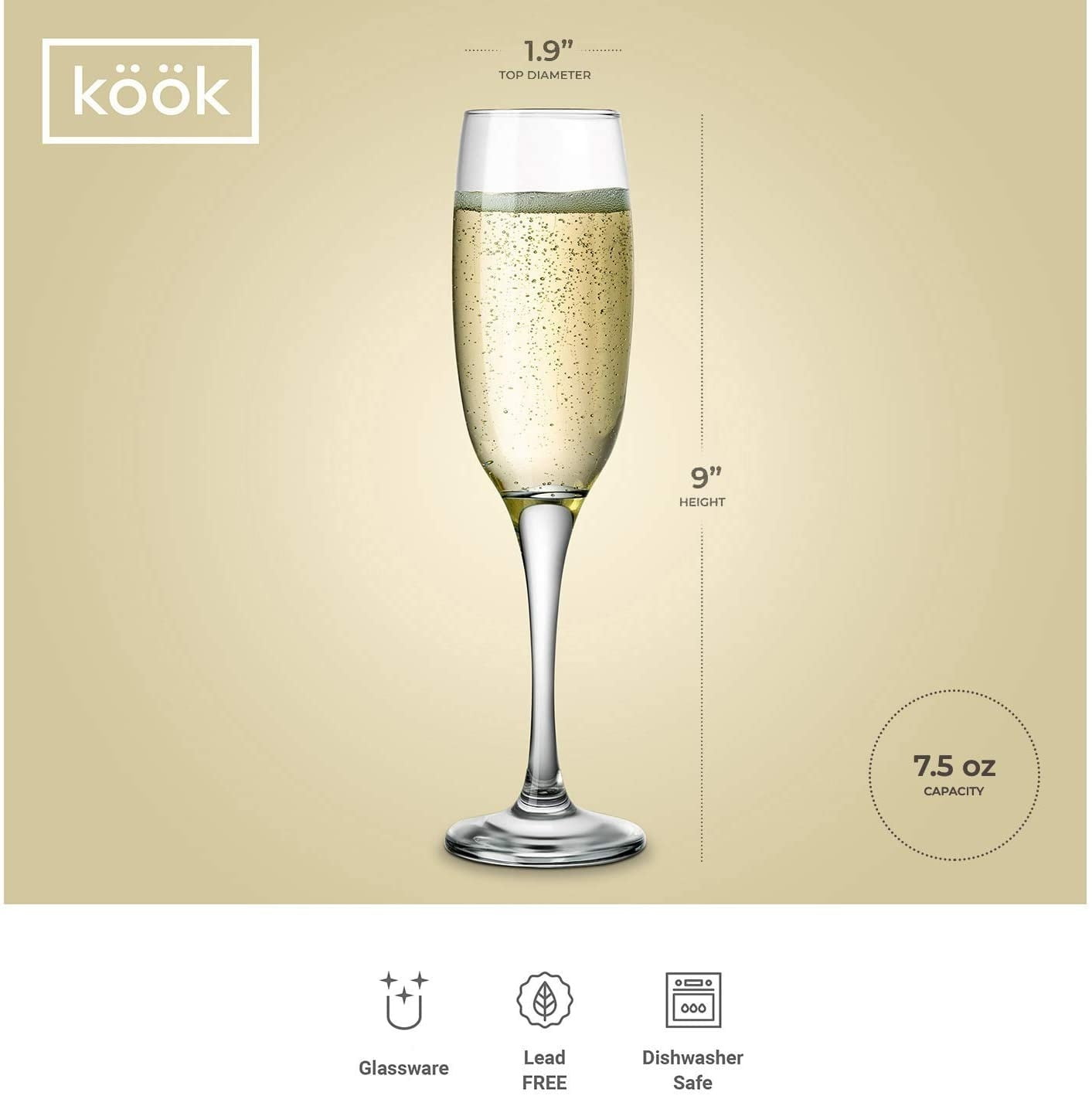 Set of 8 Thin Stem Champagne Flutes