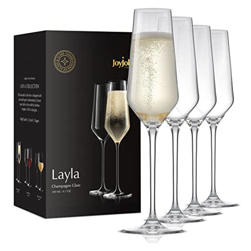 Layla Collection Crystal Champagne Glasses - Set of 4