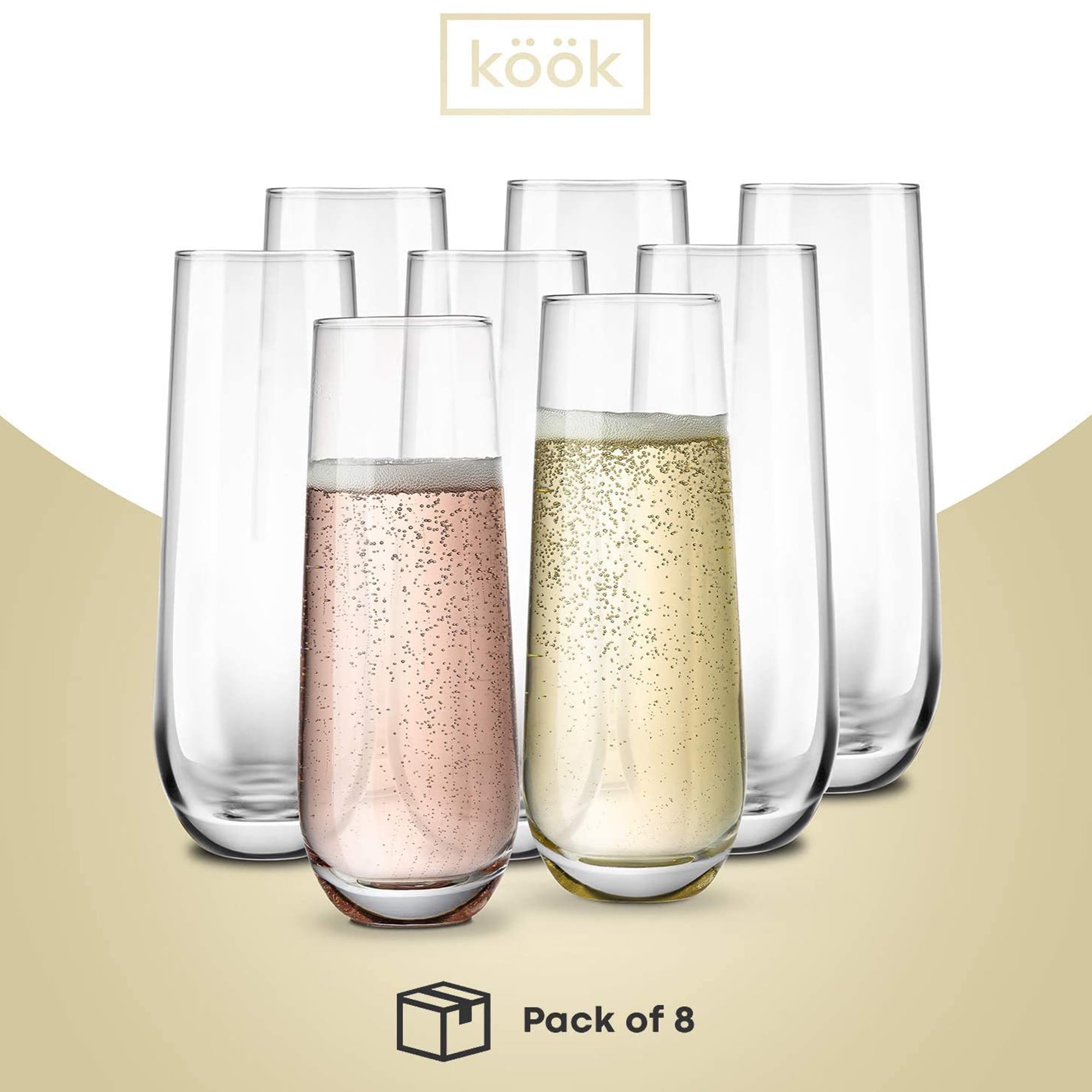 8-Piece Stemless Champagne Flutes Set by Kook