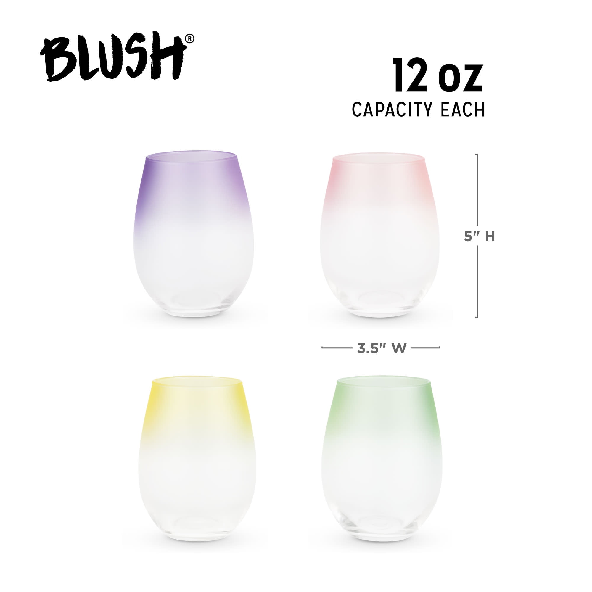 Ombre Stemless Wine Glasses in Blush