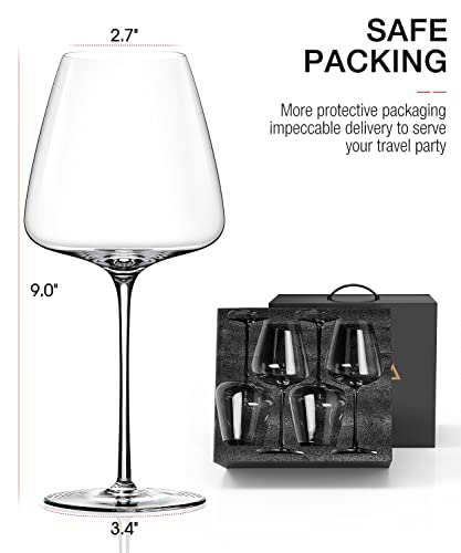 Hand-Blown Crystal Red Wine Glasses Set of 4