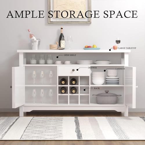 Farmhouse Wine Buffet with Barn Doors & Drawers