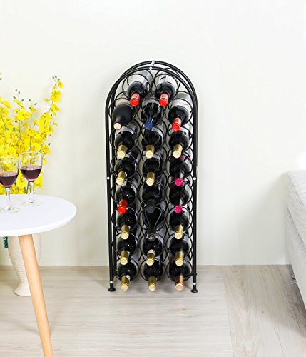 Arched Metal Freestanding Wine Rack - Black