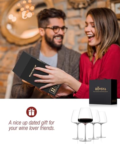 Hand-Blown Crystal Red Wine Glasses Set of 4