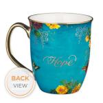 Christian Art Gifts Teal Butterfly Ceramic Coffee Mug with Gold Accents – 14 oz. Lead & Cadmium-free Inspirational Scripture Coffee and Tea Mug for Women & Men with Bible Verse: Hope – Isaiah 40:31