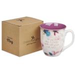 Christian Art Gifts Large Ceramic Inspirational Scripture Coffee & Tea Mug for Women: Trust in the Lord Golden Bible Verse, Non-toxic Lead/Cadmium-Free Cup, White & Purple Watercolor Floral, 14 oz.