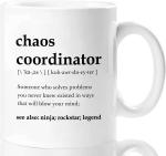 Chaos Coordinator Mugs For Women, Men, Boss, Coworker Birthday Christmas Gifts Novelty Coffee Ceramic  Cups  White 11 oz