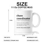 Chaos Coordinator Mugs For Women, Men, Boss, Coworker Birthday Christmas Gifts Novelty Coffee Ceramic  Cups  White 11 oz