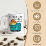 Gkodw It's Fine I'm Fine Everything is Funny 11oz Double-Sided Ceramic Mug, Dumpster Fire Coffee Mug for Men Women Colleague, Encouraging Gifts for Friend, Sarcastic Birthday Gifts for Coworker