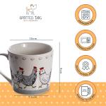 SPOTTED DOG GIFT COMPANY Chicken Mug Set of 4, 13 oz Ceramic Coffee Mugs, Farmhouse Animal Themed Tea Cups, Microwave & Dishwasher Safe, Chicken Gifts for Women & Men