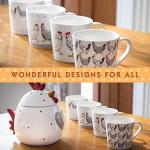 SPOTTED DOG GIFT COMPANY Chicken Mug Set of 4, 13 oz Ceramic Coffee Mugs, Farmhouse Animal Themed Tea Cups, Microwave & Dishwasher Safe, Chicken Gifts for Women & Men