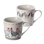 SPOTTED DOG GIFT COMPANY Chicken Mug Set of 4, 13 oz Ceramic Coffee Mugs, Farmhouse Animal Themed Tea Cups, Microwave & Dishwasher Safe, Chicken Gifts for Women & Men