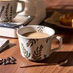 Noevany Coffee Mugs Set of 4 with Gold Spoon, 11 oz Ancient Style Hand-painted Ceramic Mug Gifts for Men Women, Unique Personality Gifts for Home Kitchen Office, Dishwasher Microwave Safe