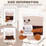 AGIFTMIND Positive Coffee Plush Doll Funny Handmade Crochet Cup with Uplifting Card, Unique Gifts for Coffee Lovers Women Friends Birthday Graduation (Espresso)