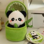 Cute 10cm Bamboo Panda Plush Toy Small Pendant  Stuffed Animals Soft Doll Fluffy Panda Bag Decoration Birthday Gift