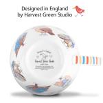 Cute Autumn Owls Coffee Mug, 20 oz Bone China Mugs with Charming Owls in Color Scarves and Hats, Perfect Brithday and Christmas Gift for Bird Enthusiasts, Designed in England by Harvest Green Studio