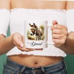 Custom Name Animal Ceramic Mug 11oz 15oz - Personalized Donkey Coffee Cup with Adorable Country Farm Scene - Unique Nature-Inspired Drinkware for Donkey Lovers, Rustic Farmhouse Animal Ceramic Tea Mug