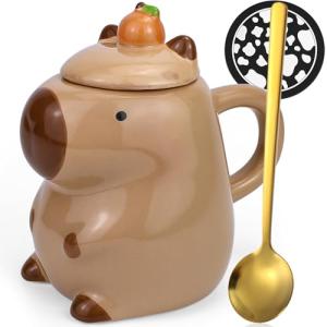 Disoza Capybara Mug Ceramic Tea Cup 15 OZ Cute One Piece Funny Coffee Cup Cappuccino Mug Gifts for Women Men Girlfriend Friend