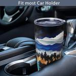 HOWSEESNOW Forest Tree Tumbler, Mountain Tumbler with Lid and Straw, 20oz Vacuum Insulated Coffee Cup, Nature Coffee Mug Gifts for Women,Men, Reusable Stainless Steel Tumbler Cups