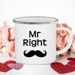 Mrs/mr Right Print Couple Mugs Creative Coffee Cup Drink Dessert Breakfast Milk Cups Enamel Mugs Handle Drinkware Valentine Gift