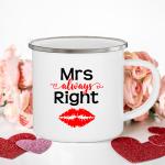 Mrs/mr Right Print Couple Mugs Creative Coffee Cup Drink Dessert Breakfast Milk Cups Enamel Mugs Handle Drinkware Valentine Gift