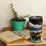 HOWSEESNOW Forest Tree Tumbler, Mountain Tumbler with Lid and Straw, 20oz Vacuum Insulated Coffee Cup, Nature Coffee Mug Gifts for Women,Men, Reusable Stainless Steel Tumbler Cups
