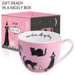 MFoffice Halloween Mugs - 20 oz Bone China Black Cat Coffee Mug with Pumpkin, Cute Spooky Halloween Gifts for Friends and Family, Designed in England by Harvest Green Studio