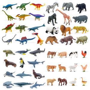 12pcs Mini Jungle Animal Toys Set Realistic Wild Plastic Animals Learning Toys Elephant Gazelle Giraffe Gnu Gorilla Lion Tiger