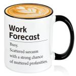 Slugeren Gifts for Coworkers Boss, Work Forecast Coffee Mug, Funny Coworker Sarcasm Appreciation Gifts for Men Women, Besties Gift for Women, 11Oz