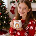 YLOKO Cute Shiba Inu Ceramic Mug wtih Lid and Spoon, 14oz Novelty Coffee Mugs, Cute Dog Cup for Coffee, Tea, Milk, Lovely Gifts for Dog Lovers, Kids, Friends - White