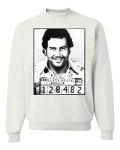 Wild Bobby Pablo Escobar Mugshot Narcos TV Pop Culture Unisex Crewneck Graphic Sweatshirt, White, Large
