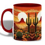 ANOVRA Desert Sunset Ceramic Mug - Southwestern Cactus Coffee Cup - Warm Western Landscape, Golden Hour, Nature, Adventure, Office, Home, Birthday