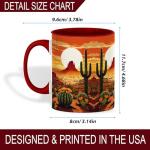 ANOVRA Desert Sunset Ceramic Mug - Southwestern Cactus Coffee Cup - Warm Western Landscape, Golden Hour, Nature, Adventure, Office, Home, Birthday