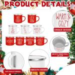 27 Pcs Christmas Enamel Coffee Mug Winter Holiday Mugs with Quotes 12 oz Seasonal White and Red Christmas Cups Funny Novelty