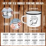 Mifoci Christian Enamel Mugs Gift for Church Inspirational Coffee Mugs with Handle Bible Verse Religious Camping Cups Christmas Church Party Favors Gifts for Clergy Pastor(White,12 Pcs)