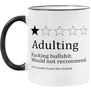 Yanprint Funny Gifts for Age Ceremony, Hilarious Being an Adult Would Not Recommend Coffee Mug,Birthday Christmas Gifts for 18 Years Old Grown-Up Tea Cup 11 OZ