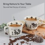 LINVIA Ceramic Coffee Mug, 12 oz Novelty Unique Teacup with Handle, Stoneware Cup for Tea Mocha Latte Cappuccino Espresso (Fox)