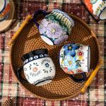 ALMA 12oz Handpainted Microwave Safe Coffee Mug, Unique Ceramic Tea Mug For Girl Friend,Mother, Woman(Assorted Flowers,Medium)