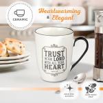 Christian Art Gifts Inspirational Bible Verse Ceramic Coffee & Tea Mug for Men & Women: Trust in the Lord Encouraging Scripture Proverb, Lead & Cadmium-free Novelty Drinkware, White/Black/Gold, 12 oz.