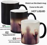 HS&ROXIN Color-Changing Halloween Ceramic Coffee Cup Thermal Horror Mug Spooky Cup Zombie Mug-Novelty Gifts for Halloween Christmas Birthday Mom Dad Friends Men Women