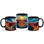 Customized Sunset Landscape Ceramic Mug 11oz 15oz, Custom Nature Inspired Coffee Cup, Arizona Souvenir Mug, Unique Personalized Name Full Wrap Cup, Black Mug For Travelers, 1PCS