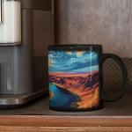 Customized Sunset Landscape Ceramic Mug 11oz 15oz, Custom Nature Inspired Coffee Cup, Arizona Souvenir Mug, Unique Personalized Name Full Wrap Cup, Black Mug For Travelers, 1PCS